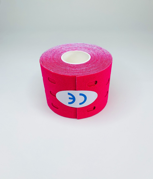 Тейп кинезио с отверстиями 5 см Kinesiology Tape, перфорированный тейп розовый - изображение 2