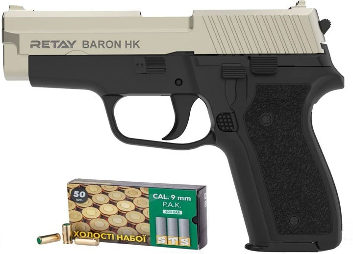 Сигнальний пістолет Retay Baron HK Satin/Black + пачка патронів в подарунок - зображення 1