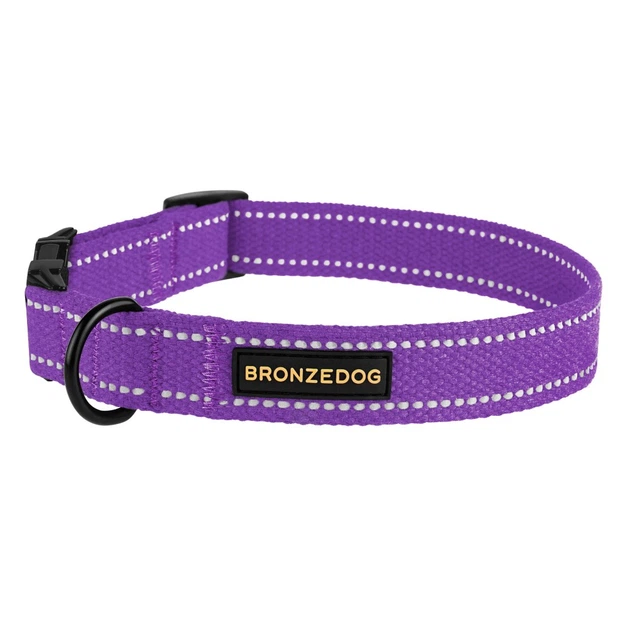 Ошейник Для Собак Bronzedog Сotton Рефлекторный х/б Брезент c Металлической Пряжкой Фиолетовый 25 мм 43-66 см (66/1509) - Фото 3 Ошейник Для Собак Bronzedog Сotton Рефлекторный х/б Брезент c Металлической Пряжкой Фиолетовый 25 мм 43-66 см (66/1509) - изображение 3