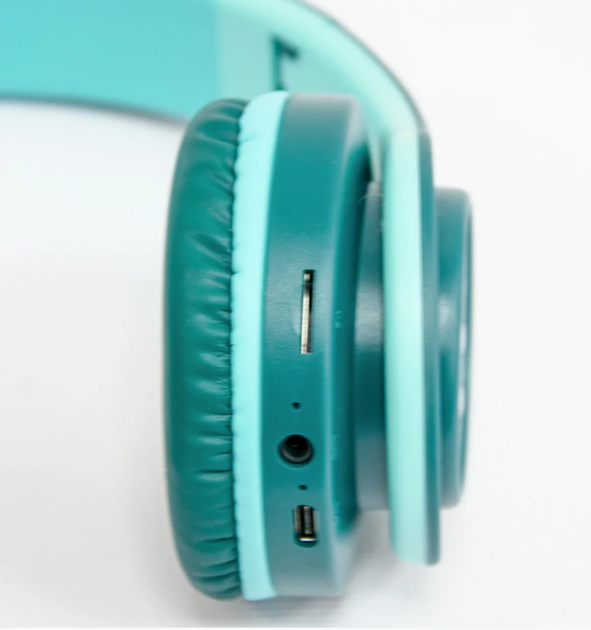 Беспроводные Bluetooth наушники Cat Ear YW-018 с ушками и подсветкой Бирюзовые - зображення 3