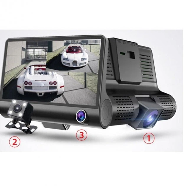 Автомобільний відеореєстратор DVR XH202/319 на три камери Чорний - зображення 7