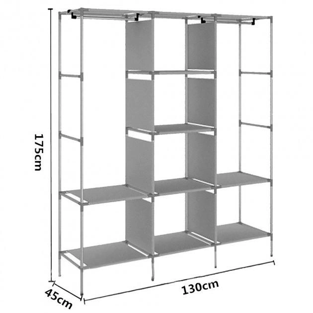 Складной каркасный тканевый шкаф Storage Wardrobe 88130 шкаф на три секции 130*45*175 коричневый - изображение 4