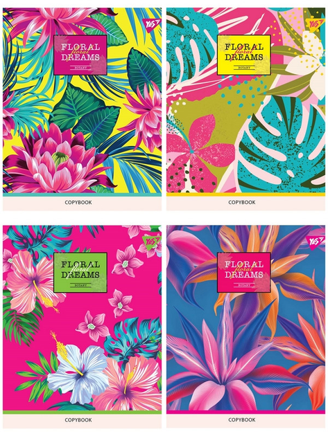 Тетрадь в клетку 18 л Yes Tropical paradise неон+софт-тач А5 микс 4 ...