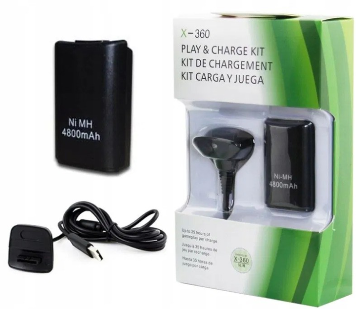 Аккумулятор для заряда геймпада Xbox 360 Play & Charge Kit 4800 mah