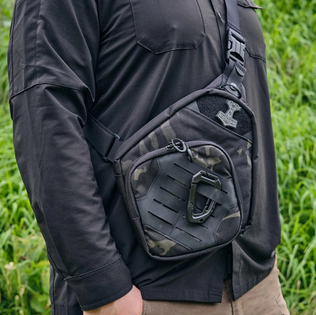 Тактическая сумка для скрытого ношения Scout Tactical EDC ambidexter bag gen 2 black multicam + органайзер и кобура в комплекте - изображение 2