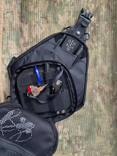 Тактическая сумка для скрытого ношения Scout Tactical EDC ambidexter bag gen 2 black X-PAC + органайзер и кобура в комплекте - изображение 2