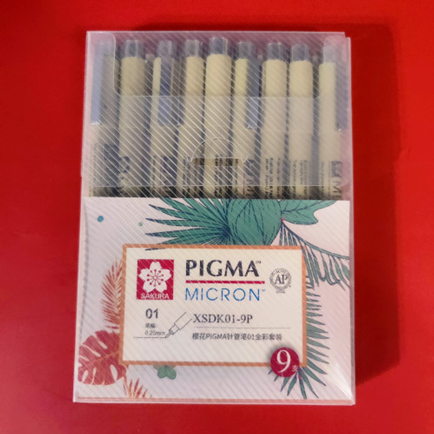  линеров Sakura Pigma Micron 9 цветов 0.1 (0.25 mm), набор .