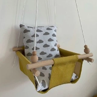Детская качеля Infancy Облака на белом, Желтая основа - Фото 5 Детская качеля Infancy Облака на белом, Желтая основа - изображение 5