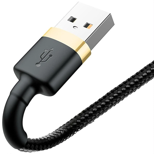 Кабель Baseus Kevlar Cable Lightning – USB 1.0 м 2 A Black-Gold (CALKLF-BV1) - изображение 4