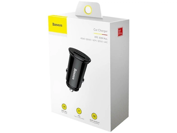 Автомобильное зарядное устройство Baseus Circular Plastic USB, Type-C PD3.0, QC4.0 Black (CCALL-YS01) - изображение 4