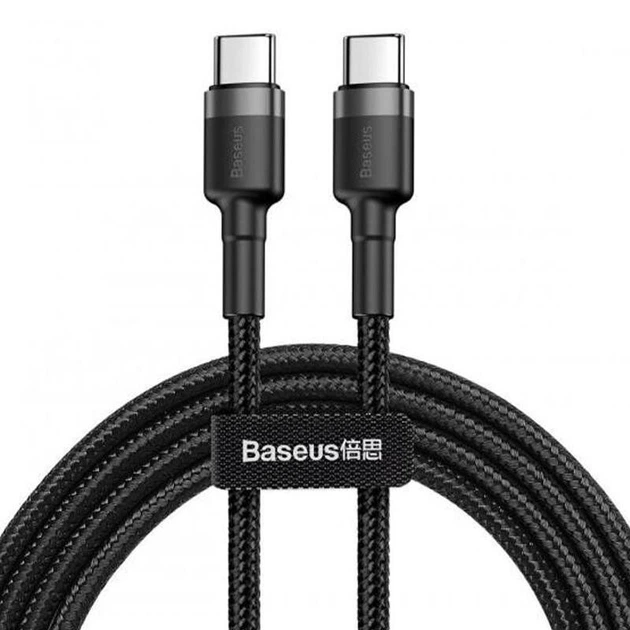 Кабель Baseus Cafule PD2.0 60Вт Type-C cable 20В 3A 2 м Gray/Black - Фото 1 Кабель Baseus Cafule PD2.0 60Вт Type-C cable 20В 3A 2 м Gray/Black - изображение 1