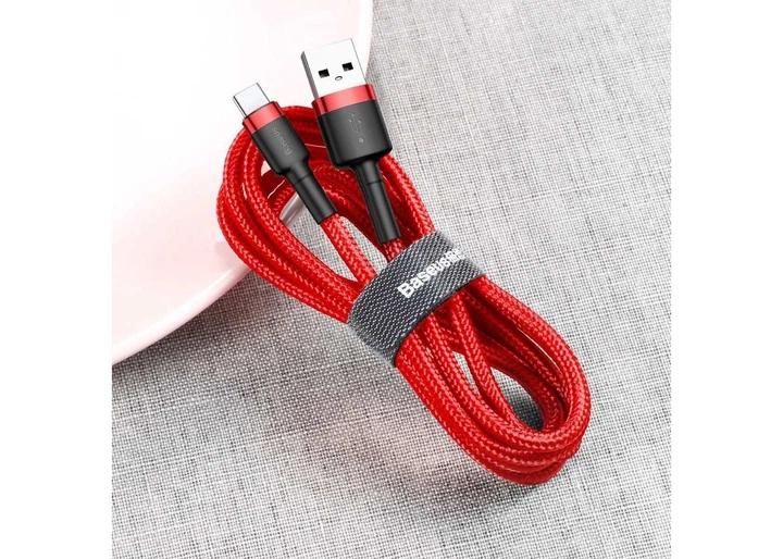 Кабель Baseus Cafule Cable USB for Type-C 3A 0.5 м Red (CATKLF-A09) - изображение 4