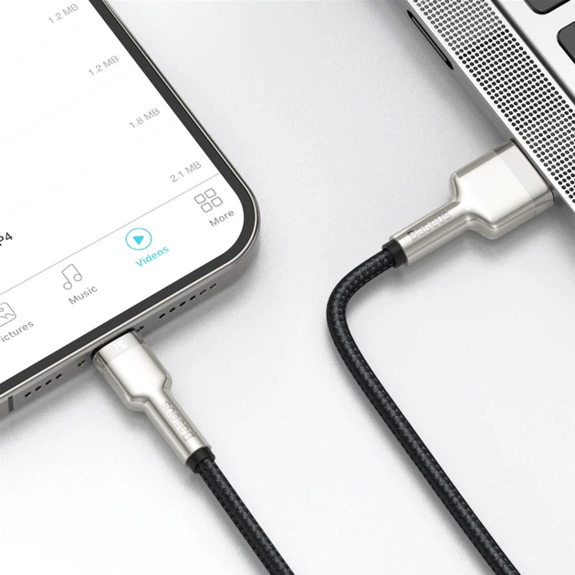 Kabel Baseus Cafule Metal Lightning 2.4A 1m Czarny (CALJK-A01) - obraz 10