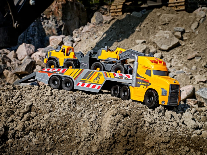 Zestaw do zabawy Dickie Toys Ciężarówka Mack z przyczepą, koparką i ładowarką Volvo z efektami dźwiękowymi i świetlnymi 70 cm (4006333065941) - obraz 17
