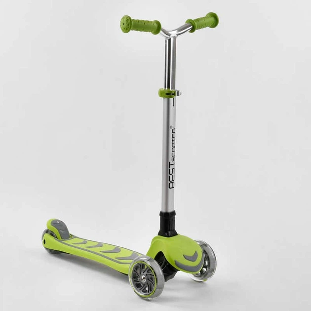 Самокат трехколесный "Best Scooter" складной алюминиевый руль, 4 колеса PU со светом. Light green (102320) - Фото 7 Самокат трехколесный "Best Scooter" складной алюминиевый руль, 4 колеса PU со светом. Light green (102320) - изображение 7