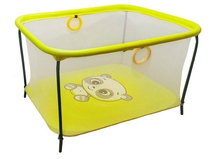 Манеж ігровий з дрібною сіткою Kinderbox Люкс Панда жовта - Фото 1 Манеж ігровий з дрібною сіткою Kinderbox Люкс Панда жовта - зображення 1