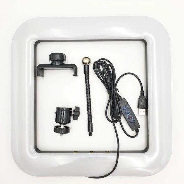 Квадратная кольцевая лампа 28см + штатив 1м + блютуз пульт - изображение 3