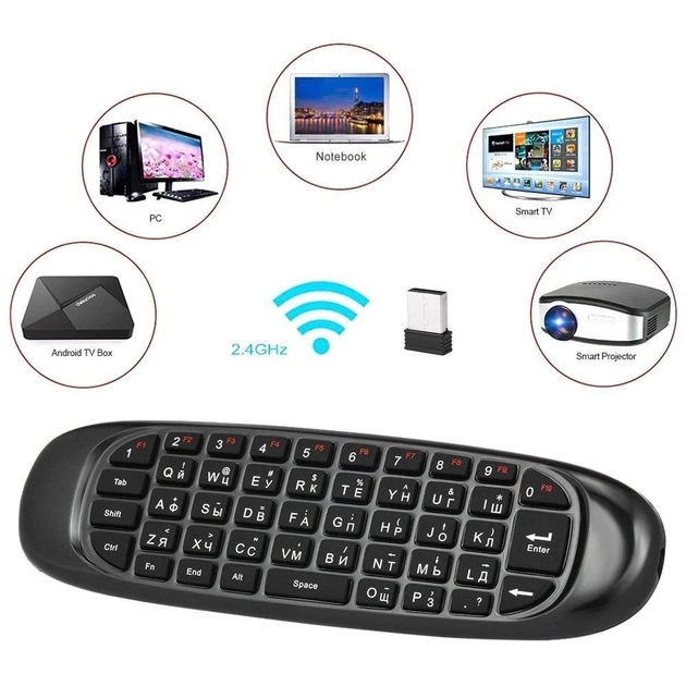 Аэро мышь пульт с клавиатурой Air Mouse Smart TV C120 Гироскоп Черный (4710lmn/yop) - Фото 2 Аэро мышь пульт с клавиатурой Air Mouse Smart TV C120 Гироскоп Черный (4710lmn/yop) - изображение 2