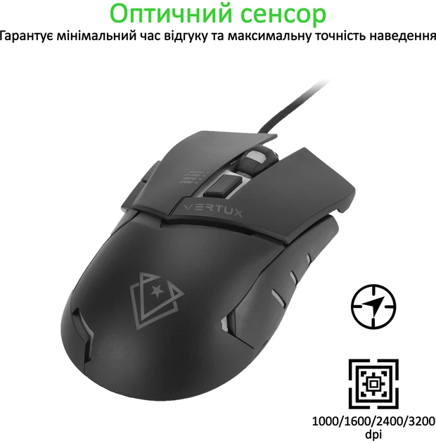Мышь Vertux Dominator USB Black (dominator.black) - изображение 2