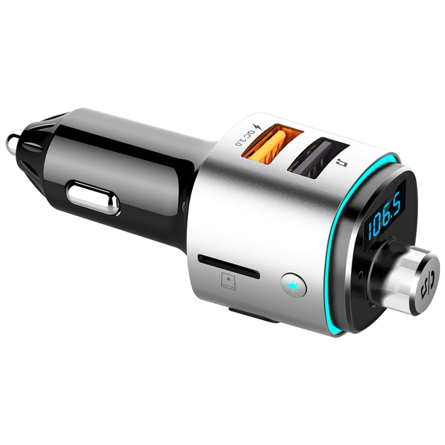 ФМ трансмиттер Aiver F42 RGB Car MP3 Player Bluetooth v4.2 Quick Charge 3.0 Silver - изображение 5