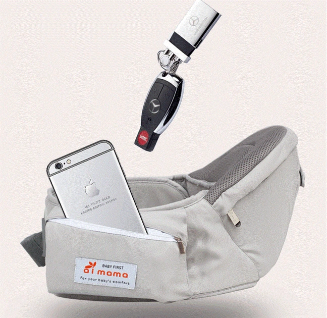 Хіпсит, Ерго-хіпсит, Рюкзак перенесення AiMama 2 в 1 HIP SEAT BABY CARRIER сірий - зображення 2