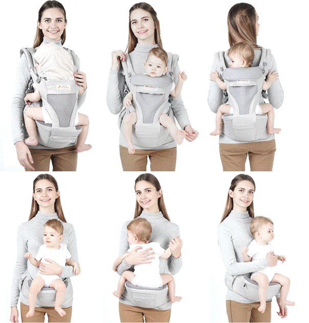 Хіпсит, Ерго-хіпсит, Рюкзак перенесення AiMama 2 в 1 HIP SEAT BABY CARRIER сірий - зображення 4