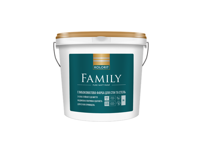 Белая матовая краска для потолка Kolorit Family 4,5 л Белая - зображення 1