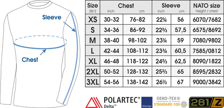 Лонгслив тактический мужской 281z Polartec Delta Olive Drab S - изображение 2