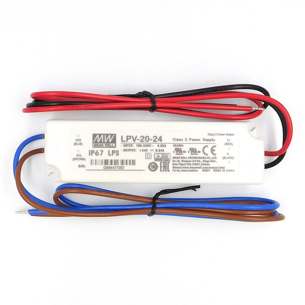 Блок питания Mean Well LPV-20-24 защита IP67 (art.239580) - изображение 1