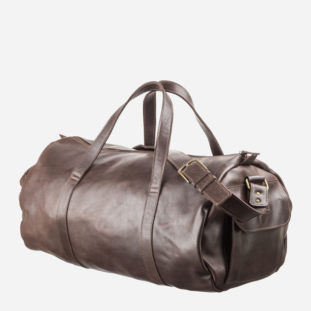 Акція на Чоловіча шкіряна сумка-боулер Grande Pelle leather-11044 Коричнева від Rozetka