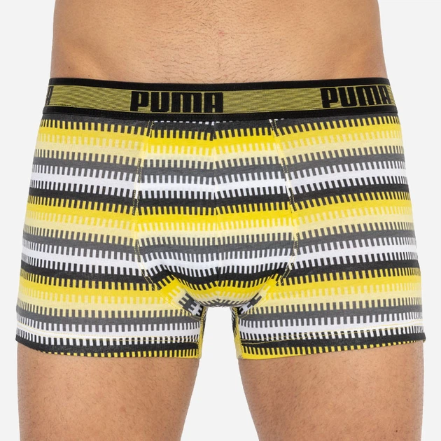 Набор трусов-боксеров мужских хлопковых Puma Worldhood Stripe Trunk 2P 501004001020 2 шт S Белый с серым, черным и желтым (8718824805481) - изображение 2