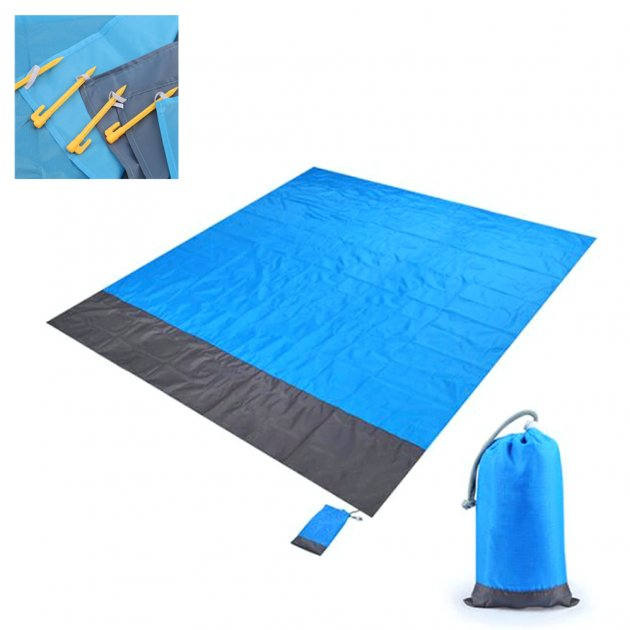Пляжный водонепроницаемый коврик подстилка покрывало UKC для моря и пикника 200x210 см голубой - изображение 4