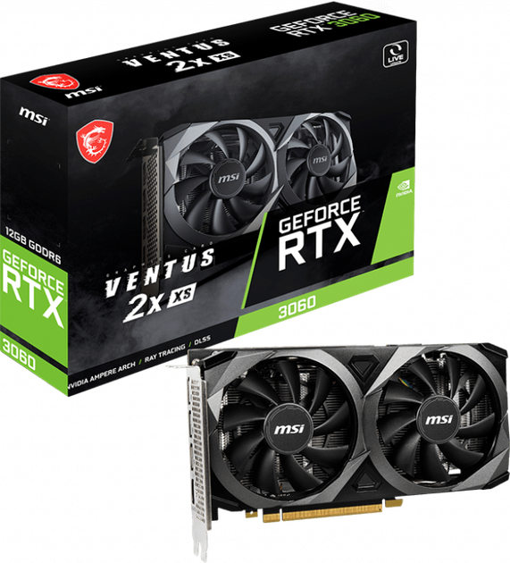 Видеокарта MSI PCI-Ex GeForce RTX 3060 Ventus 2X XS 12GB GDDR6 Видеокарта MSI PCI-Ex GeForce RTX 3060 Ventus 2X XS 12GB GDDR6