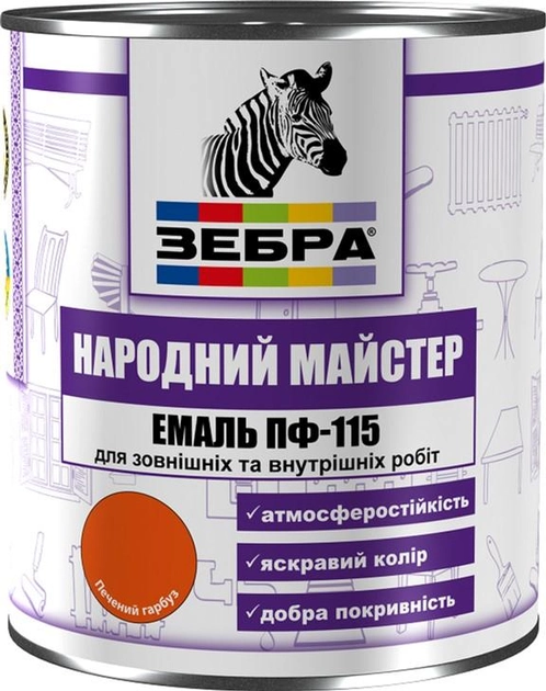 Эмаль Zebra ПФ-115 0.25 кг серия Народный Мастер Красная калина (4823048016347) - изображение 1