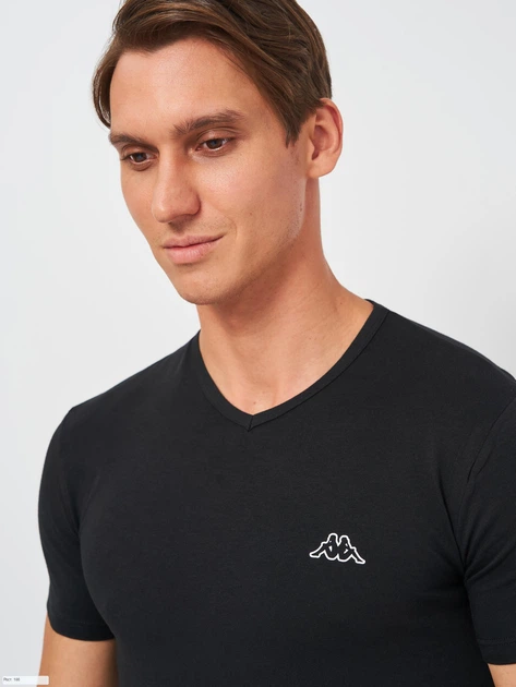 Футболка нательная мужская хлопковая Kappa K1316 XL Черная (8052394816714) - Фото 4 Футболка нательная мужская хлопковая Kappa K1316 XL Черная (8052394816714) - изображение 4