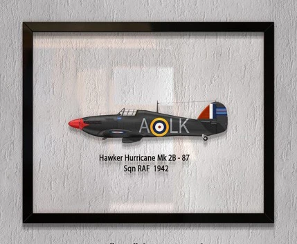 Принт на стекле Artel «Истребитель Hawker Hurricane Mk 2B 87 Эскадрилья 1942 год» 46 x 36см - Фото 1 Принт на стекле Artel «Истребитель Hawker Hurricane Mk 2B 87 Эскадрилья 1942 год» 46 x 36см - зображення 1