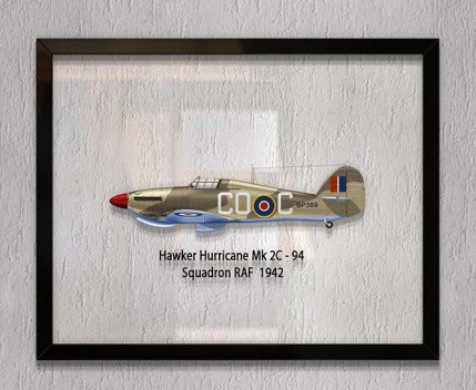 Принт на стекле Artel «Истребитель Hawker Hurricane Mk 2C 94 Эскадрилья 1942 год» 46 x 36см - Фото 1 Принт на стекле Artel «Истребитель Hawker Hurricane Mk 2C 94 Эскадрилья 1942 год» 46 x 36см - изображение 1