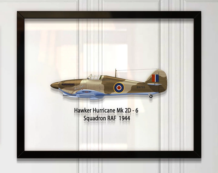 Принт на стекле Artel «Истребитель Hawker Hurricane Mk 2D 6 Эскадрилья 1944 год» 61 x 46см - Фото 1 Принт на стекле Artel «Истребитель Hawker Hurricane Mk 2D 6 Эскадрилья 1944 год» 61 x 46см - изображение 1