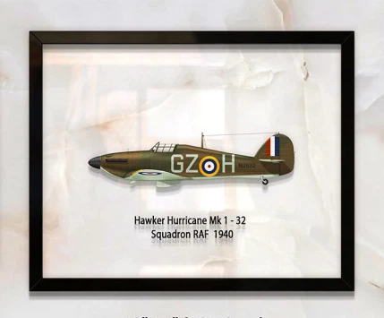 Принт на стекле Artel «Истребитель Hawker Hurricane Mk 1 32 Эскадрилья 1940 год» 46 x 36см - Фото 1 Принт на стекле Artel «Истребитель Hawker Hurricane Mk 1 32 Эскадрилья 1940 год» 46 x 36см - изображение 1