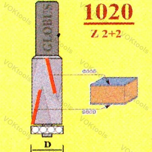 Фреза ГЛОБУС 1020 d8 D16 h50 z2+2 кромочная прямая - Фото 3 Фреза ГЛОБУС 1020 d8 D16 h50 z2+2 кромочная прямая - изображение 3