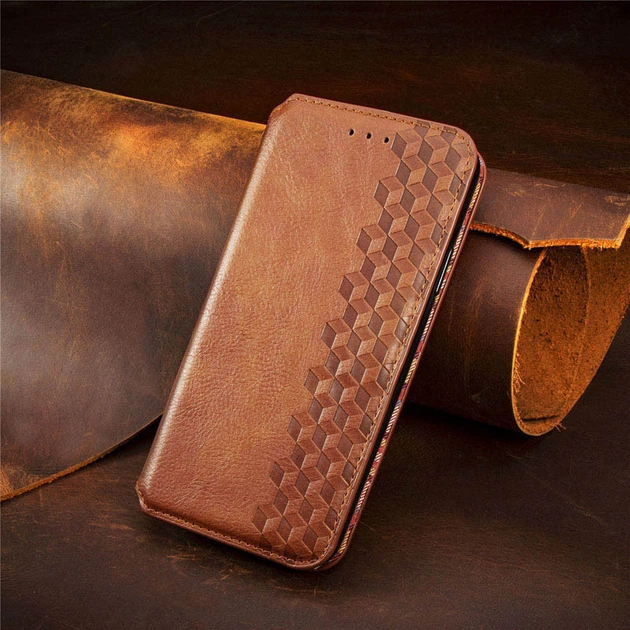 Чехол книжка GETMAN Cubic (PU) для Xiaomi Redmi 10C Коричневый - изображение 4