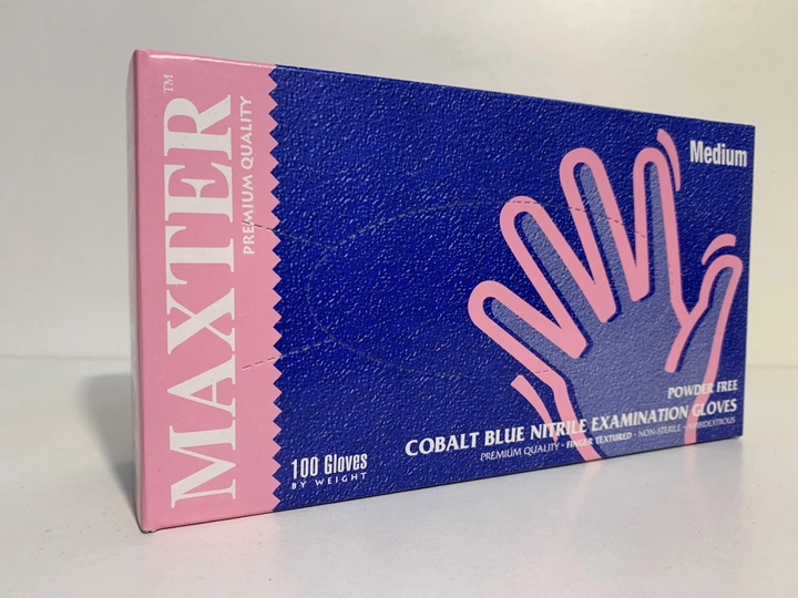 Перчатки нитриловые одноразовые нестерильные без пудры Maxter размер М 100 шт - 50 пар cиние - изображение 1