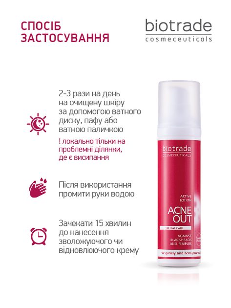 Лосьйон для жирної і проблемної шкіри Biotrade ACNE OUT 60 мл (3800221840259) - зображення 4