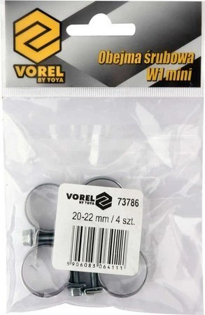 Хомут Силовой Оцинкованный W1 VOREL Ø 20-22 / 9 мм / 4 шт Одноболтовый - изображение 2