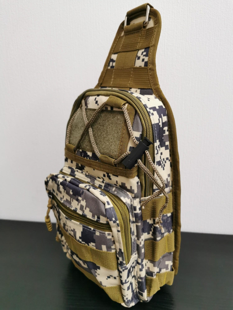 Тактична армійська нагрудна однолямочная чоловіча сумка через плече камуфляжна - зображення 2