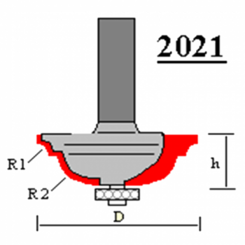 Фреза ГЛОБУС 2021 кромочная калевочная с нижним подшипником d8 D40 h15 R3/8 - изображение 2