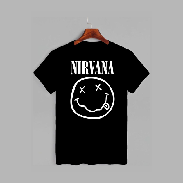 Акція на Футболка бавовняна довга чоловіча Likey Nirvana Smile M150-0419 XXL Чорна від Rozetka