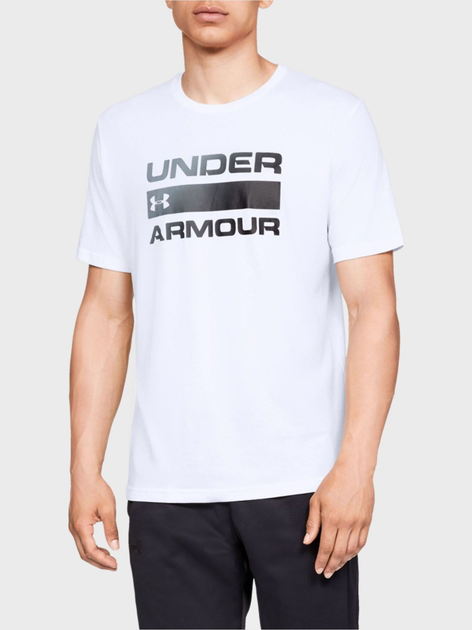 Акція на Футболка чоловіча довга Under Armour Ua Team Issue Wordmark Ss 1329582-100 S Біла з принтом від Rozetka