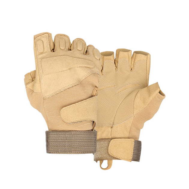 Перчатки беспалые Lesko E302 Sand Khaki M военные тактические милитари открытые без пальцев (F_7331-27165) - изображение 1