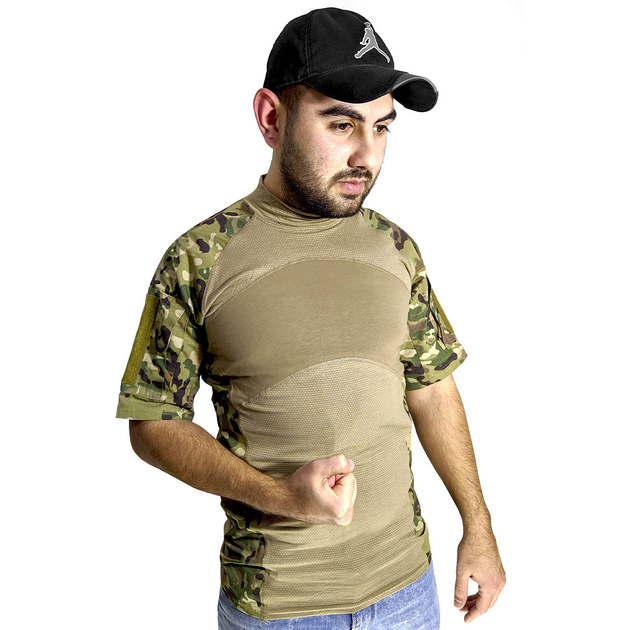 Тактическая футболка с коротким рукавом Lesko A424 Camouflage XL потоотводящая армейская камуфляжная (F_4253-12427) - изображение 1